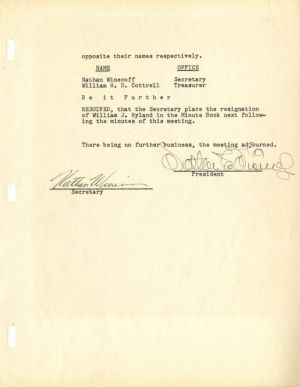 Walt Disney signed Document - SOLD